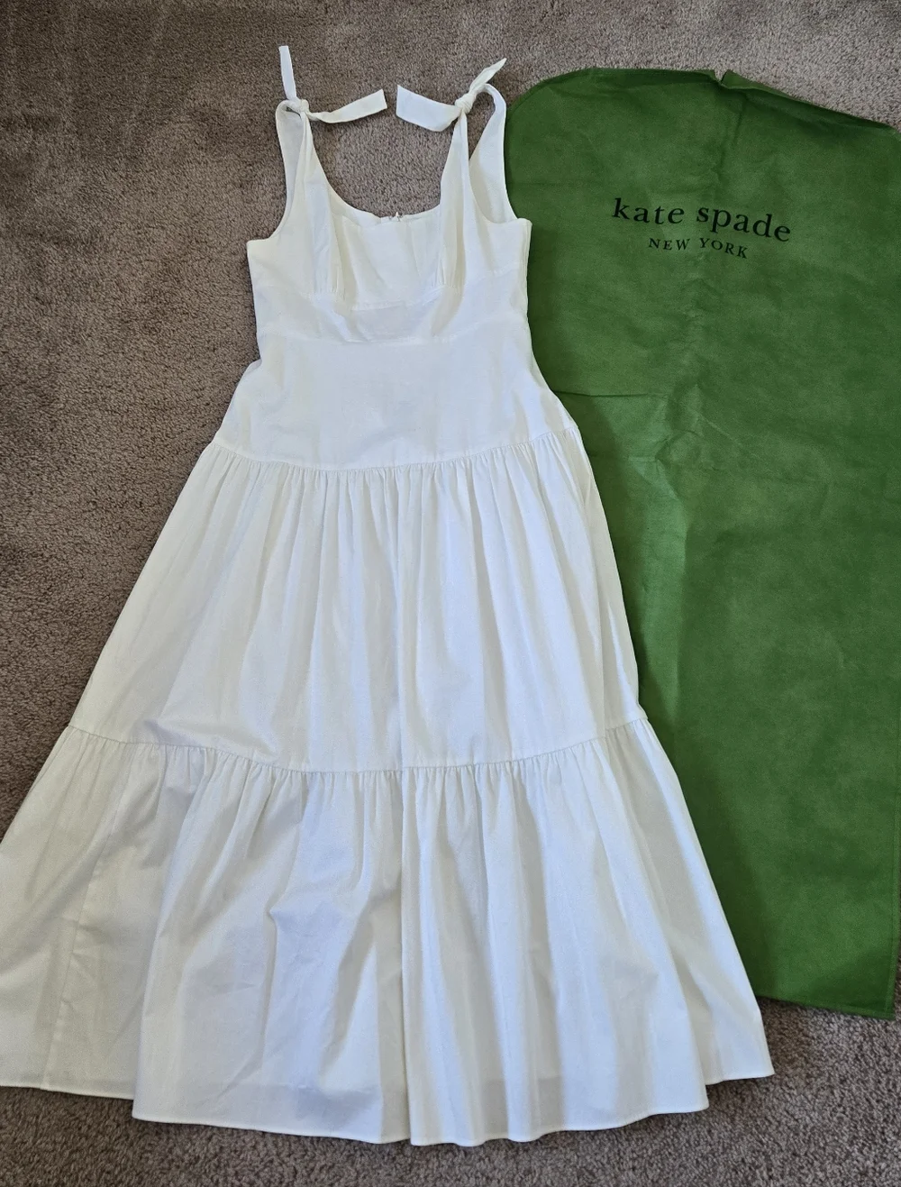 Kate Spade Newport Cotton Poplin Tiered Maxi Dress White Size 8 Fairy Coquette